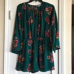 Floral Bailey Blue Bell Sleeve Romper Bell SL